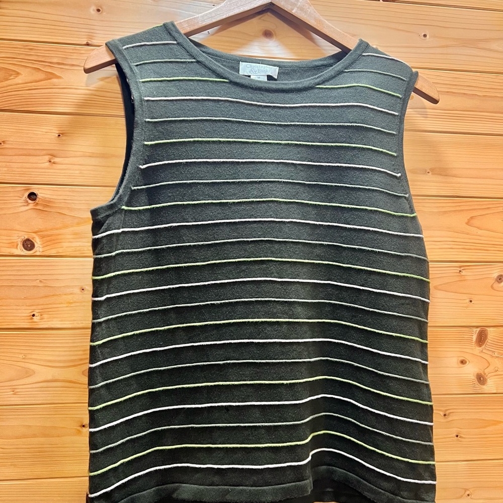 Christopher & Banks Olive Striped Knit Top